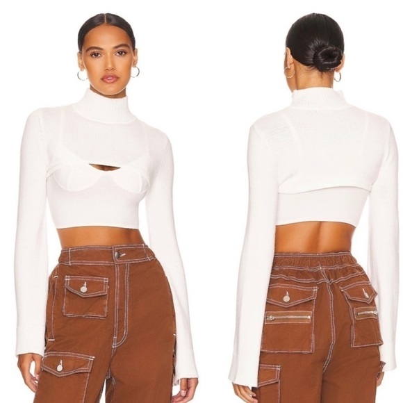 H:ours Calico Wool Cropped Sweater - Picture 1 of 8